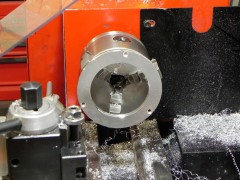 The bored 3" through hole.