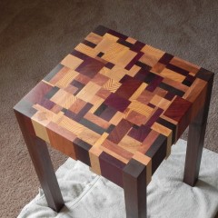 A scrap wood table